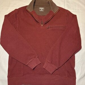 Pendleton Men’s M 1/4 Zip Cotton Blend Sweater Red Cable Knit Chest Pocket